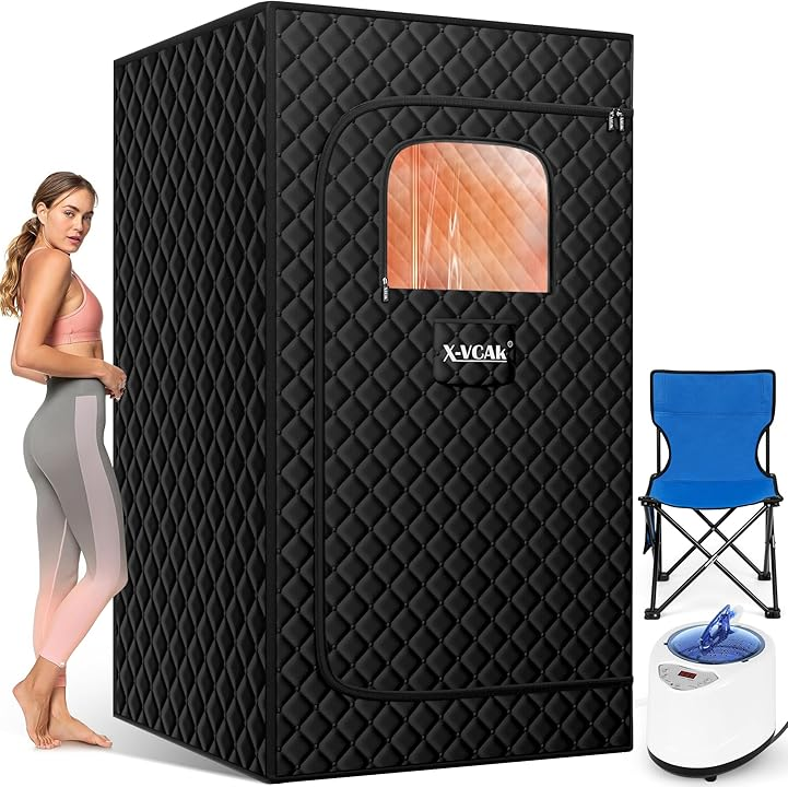 “Portable home steam sauna with chair and steam generator”“Portable home steam sauna with chair and steam generator”